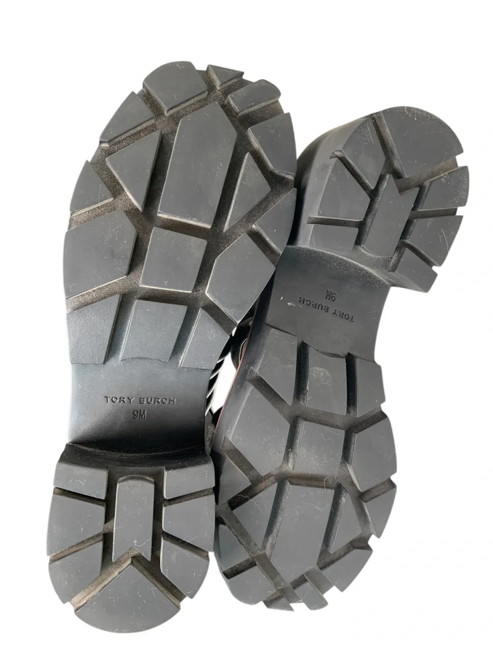 Tory Burch Kira Quilted Leather Lug Sole Slingback Sandals Size 9 Black
